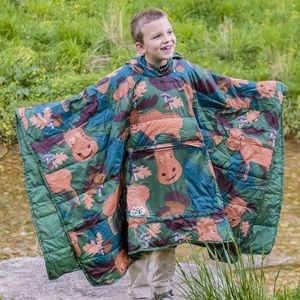 Equip Junior Poncho Moose Print, Camping, Hiking, Outdoors Pillow Age 5-11, NEW!